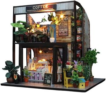 Flever Dollhouse Miniature DIY House Kit Creative Room with Furniture for Romantic Valentine's Gift(Time of Coffee)