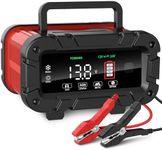 YONHAN Battery Charger 0-10 Amp, Upgraded 12V/24V LiFePO4 Lead Acid Portable Car Battery Charger w/Large Display Screen, Fully-Automatic Smart Trickle Charger Automotive, Battery Maintainer