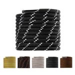 LARGERED Round Shoe Laces Work Boot Laces Heavy Duty, Durable Thick 4mm Shoelaces for Trainers Shoes Walking Hiking Boots, Replacement Round Lace Rope Laces for Men Women, Black/White-150CM-2Pairs