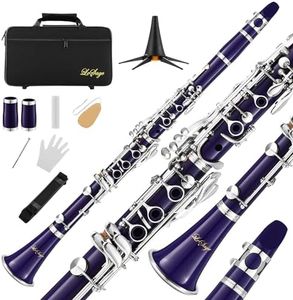 LeSage B flat Clarinet Instrument Student Beginner Purple clarinet for school Band with 2 Barrels Clarinet Case Stand