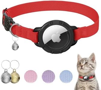 AirTag Cat Collar, Stretchy Kitten Collar with Apple Air Tag Holder and Bell, Breakaway Design Ultra Elastic GPS Tracking Cat Collar for Cats and Puppies (Red)