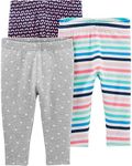 Simple Joys by Carter's Girls' 3-Pack Leggings, Butterflies/Hearts/Stripe Infant, 6-9 Months