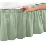 Bed Wrap Around, Easy Fit Dust Ruffle Bedskirt, Sage, Twin/Full