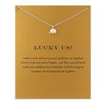 ZYAWP Message Card Elephant Pendant Necklace Silver Friendship Sisters Sun Good Luck Crane Pendant Y Chain Necklace for Women and Girl Gift (silver Elephant)