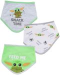 STAR WARS Baby Boys Baby Yoda Bandana Bibs 3 Pack Set for Feeding, Teething, and Drooling (Green/White/Grey, 0-12 Months)