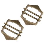 ANI ACCESSORIES Matt Japanese Antique Brass Double Prong Buckle Strap Buckles for Shoes Purse Making Accessories (Pack of 5)