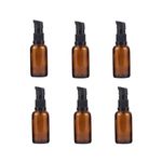 6 PCS 30ML (1 Ounce) Empty Amber Glass Lotion Pump Press Bottle Cream Lotion Foundation Container Dispenser Storage for Travel Business Trip