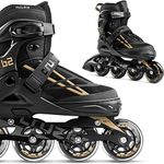 Movino Cruzer B2 | Inline Skates | Roller Blades for Kids & Adults | Adjustable | M size (EU 34-37) | 22-24 cm liners | ABEC-9 | Gold