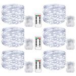 litogo 6 Pack Fairy Lights Battery Operated with Remote, 100LED String Lights Battery Powered Outdoor Indoor IP65 Waterproof, 8 Modes Copper Wire Twinkle Lights for Bedroom Gazebo Christmas Decor