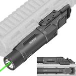 Solofish 1750 Lumens Green Laser Light Combo is Compatible with Picatinny/Mlok Rail for Rifle, Rechargeable Weapon Flashlight with Strobe/Momentary, with Switch Protection Guard
