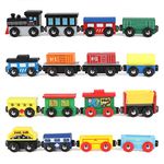 KABENFIS 16 PCS Wooden Train Set Magnetic Train Set for Girls and Boys