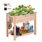 VEVOR Raised Garden Bed, 33.9 x 18.1 x 30 inch Wooden Planter Box, Elevated Outdoor Planting Boxes with Legs, for Growing Flowers/Vegetables/Herbs in Backyard/Garden/Patio/Balcony, Burlywood