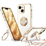 XYZ for iPhone 13 Mini Case with Stand, Phone Case with Double Ring Kickstand, Women Girls Bling Luxury Protective Case Heart for iPhone 13 Mini, White