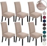 NORTHERN BROTHERS Dining Room Chair Slipcovers Dining Chair Covers Parsons Chair Slipcover Stretch Chair Covers Dining Table Chair Covers Set of 6, Khaki