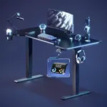 FLEXISPOT CyberX RGB LED Electric Gaming Standing Desk, 55 Inch Dual Motor 3-Stage Adjustable Desk up to 352 lbs, Large Ergonomic Computer Workstation for Gamers, Streamers & Home Studios (Black)