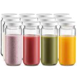 Paksh Novelty Glass Mason Jar with Airtight Lid – 16 Oz BPA-Free Reusable Wide Mouth Drinking Bottle 12 Pack