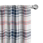 Ambesonne Plaid Curtains, Traditional Checkered British Country Pattern with Geometric Design, Window Treatments 2 Panel Set for Living Room Bedroom, Pair of - 28" x 84", Vermilion Navy