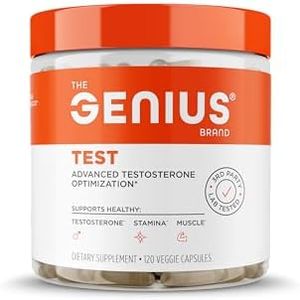 Genius Test, Advanced Testosterone Booster for Men - Natural Stamina, Endurance, Energy & Strength Enhancing Supplement - Lean Muscle Builder, Brain & Libido Support Male Supplements, 120 Veggie Pills