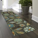 Maples Rugs Reggie Floral Runner Rug - Made in USA - Washable, Non Slip Mats for Kitchen, Hallway, and Laundry Room, 2' x 7', Multicolor