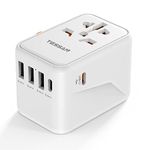 TESSAN Universal Travel Adapter Worldwide with PD 45W USB C Fast Charging, 6 in 1 Universal Plug Adaptor UK to World, International Travel Adapter for Multi Countries EU, USA, UK, AU, Thailand etc