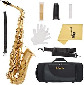 Apollo Alto Saxophone in gold lacquer with leather pads, complete with case and accessories