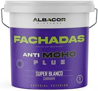 ALBACOR Pintura Blanca Exterior Pintura Fachada Antimoho Plus, Con Protección al Moho y Verdín, Alta Resistencia al Exterior, Impermeable, Revestimiento de Larga Duración (5 Kilos)