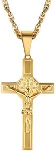 Prosteel Crucifix Necklace Men Gold Chain Jesus Cross Pendant Christian Necklaces For Women