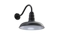 Steel Lighting Co. Topanga Barn Light | Outdoor Wall Mounted | 14 inch Dome | 16 inch Gooseneck | Farmhouse Garage Light Made in America | Matte Black Exterior/White Interior