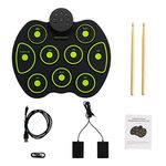 Locisne Foldable Portable Electronic Drum Kit Roll Up Electronic Dram Kit with 9 Drum Pads, 2 Pedals,Birthday Gift (Without Speakers)