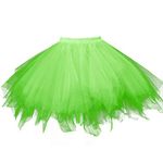 DABAOK Women's Tutu Underdress Skirt Prom Evening Occasion Accessories, Teen Adult Classic Elastic 3 or 5 Layered 1950s Tulle Tutu Skirt for Dress-up Parties Dancing Green