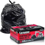 Ultrasac Heavy Duty Contractor Bags (Value 50 Pack/w Ties), 42 Gallon, 32.75" X 47" - 3 MIL Thick Large Black Industrial Garbage Trashbags for Construction and Commercial use