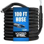 HYDROSTEEL Garden Hose 100Ft Water Hose with Nozzle, 100 Ft Garden Hose with 3X Layer Metal Stainless Steel, Flexible and Lightweight, Non Kinking, Heavy Duty, 3/4 Fittings, Tuyau Arrosage, 500 PSI