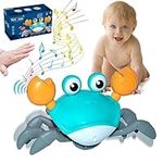 Crawling Crab Baby Toy, Babies Electric Induction Toys Boys Girls Gifts, with Automatic Obstacle Avoidance, Cute Dancing Interactive Yeaye Gifts with Music and Led Light Up(Rechargeable, Green)