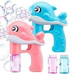 2 Bubble Guns Kit Whale Automatic Bubble Maker Blower Machine with 4 Bubble Solutions for Kids, Bubble Blower for Bubble Blaster Party Favors, Summer Toy, Birthday, Outdoor & Indoor Activity, Easter