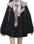 Kawaii Clothes for Teen Girls Kawaii Fall Jacket Cute Hoodies Zip up Girls' Outerwear Jackets Coats, Black, X-Large