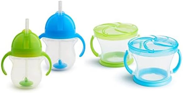 Munchkin Happy Snacker Snack Catcher and Sippy Cup Set, 4 Count, Blue/Green