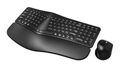 MK960 Ergonomic Wireless Keyboard Combo, Bluetooth/2.4G Split Design Keyboard with Palm Rest and 4-Level DPI Adjustable Wireless Mouse, Multi-Device, Rechargeable, for