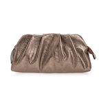 CHARMING TAILOR Chic Soft Vegan Leather Clutch Bag Dressy Pleated PU Evening Purse for Women, Bronze, Small