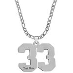 M Men Style 316 Stainless Steel 18K Customize Your 33 Jersey Number Necklace Sports Cricket Soccer Football Basketball Baseball for Boys Men Girls