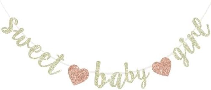 BEISHIDA Champagne Sweet Baby Girl Glitter Banner,NO DIY, Pre-Strung Baby Shower Gender Party Banner For Girl, Girl Baby Shower Decorations,Girl Baby Shower Sign,First Birthday party supplies