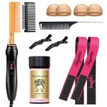PasaRose Hot Comb Set 11Pcs, Electric Hair Straightener Pressing Comb for Black Hair with Wig Wax Stick, Lace Band, Rat Tail Comb & Salon Clips