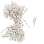 Holiday Lighting Outlet C7 Christmas Light String, Patio Event Lighting, 100', White Cord, 12" Socket Spacing, E12