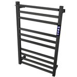 XBVV Black Towel Warmer Rack for Bathroom with Timer/Fahrenheit Display Electric Heated 10 Bars Drying Rail Plug-in or Hardwired Wall Mounted Heating Bath Towel Warming(Matte Black)