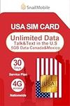 SnailMobile USA SIM Card Unlimited Data Talk&Text-30 Days Service,5GB Data in Canada&Mexico