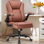 Brick Attic Office Chair - Executive Office Chair Leather Ergonomic Office Chair Desk Chair with Wheels Computer Chair Swivel Task Work Chair with Lumbar Support and Flip up Armrests Brown