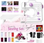Portable Sewing Machine for Beginners, Mini Electric Sewing Machine 12 Built-in Stitch Patterns, Light, 2 Speed with Foot Pedal & Sewing Kit, Household máquinas de coser for Kids Ages 8-12
