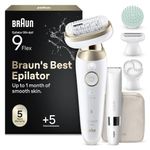 Braun Silk-épil 9 Flex SkinSpa, Epilator with 360° Flexible Head for Easy Hair Removal, Wet & Dry, Lasting Smooth Skin, All-in-One Kit, with Body Mini Shaver, SES9-481 3D, White/Gold
