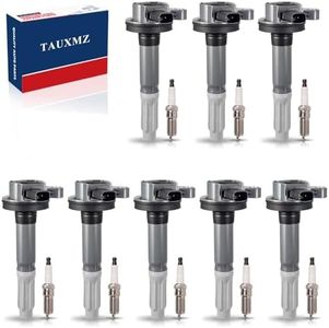 TAUXMZ Ignition Coil Packs UF622 & Spark Plugs SP548 for Ford F150 5.0L V8 2011-2015 / for Mustang 5.0L V8 2011-2016 Replacement for UF622 DG542 48763 GN10420 C756 BR3Z-12029-A BR3E12A375AA