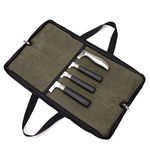 QEES Knife Roll,Knife Bag,Knife Case 4 Slots for Home Kitchen Knife Tools,Chef Knife Bag with Handle.Durable Knife Bags for Chefs Men Women Culinary Camping Working Traveling.Chef Knife Roll (Khaki)