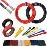 Wire 10AWG Power Cable 10 Gauge Wiring Silicon Cable Hookup Wire Wire Kit Flexible and Flexible 1050 Strand 0.08mm Tinned Wire High Temperature Resistant Tool Kit [10 ft Black and 10 ft Red]